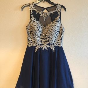 Xcsape Embroidered Bodice Mesh Party Dress